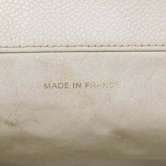 CHANEL Tote Bag Grained Calf Skin White CC Auth bs8320 - Picture 11 of 16